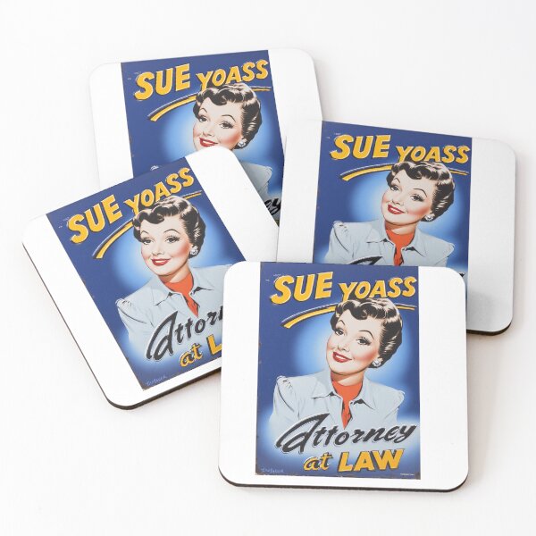 Item preview, Sue Yoass enamel sign. Spoof lawyer. designed and sold by IanBakerToons.
