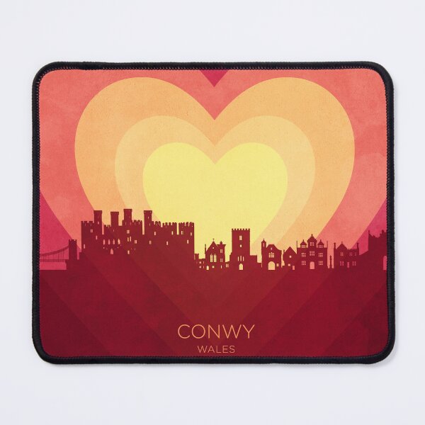 Item preview, Conwy Wales Skyline Hearts Red Yellow designed and sold by ArtPrints.