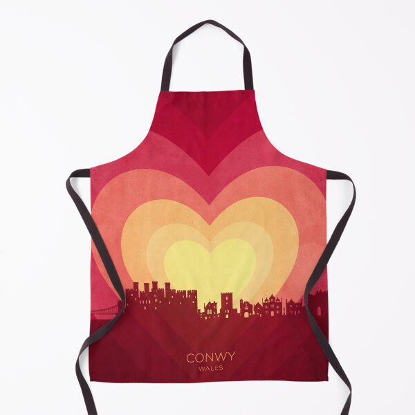 Item preview, Conwy Wales Skyline Hearts Red Yellow designed and sold by ArtPrints.