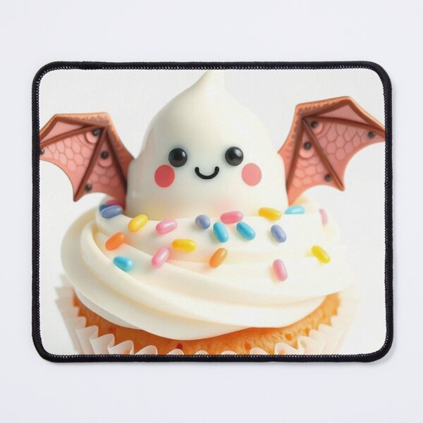 Item preview, Pastel Halloween Cupcake – Kawaii Ghost Dessert with Bat Wings designed and sold by ArmaanArts.