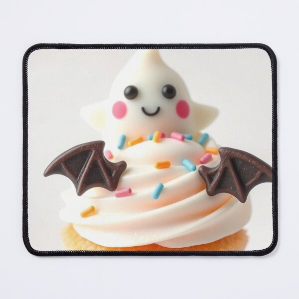 Item preview, Kawaii Spooky Dessert – Ghost Cupcake with Bat Wings designed and sold by ArmaanArts.
