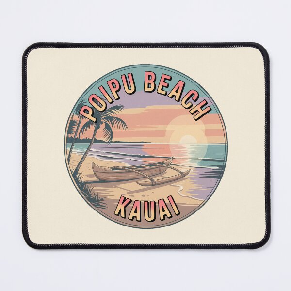 Item preview, Poipu Beach Kauai Retro Sunset Badge Sticker designed and sold by Horizon Tales.