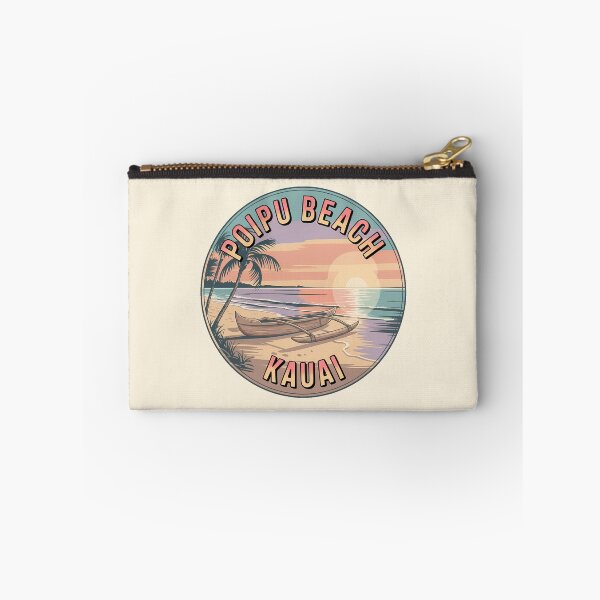 Item preview, Poipu Beach Kauai Retro Sunset Badge Sticker designed and sold by Horizon Tales.