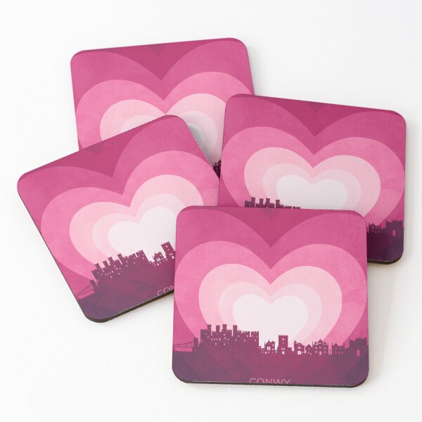 Item preview, Conwy Wales Skyline Hearts Pink designed and sold by ArtPrints.
