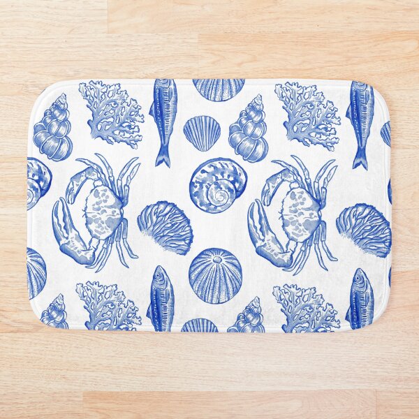 Item preview, Ultramarine Blue Watercolour Sealife Illustrated Pattern designed and sold by lauratubb.