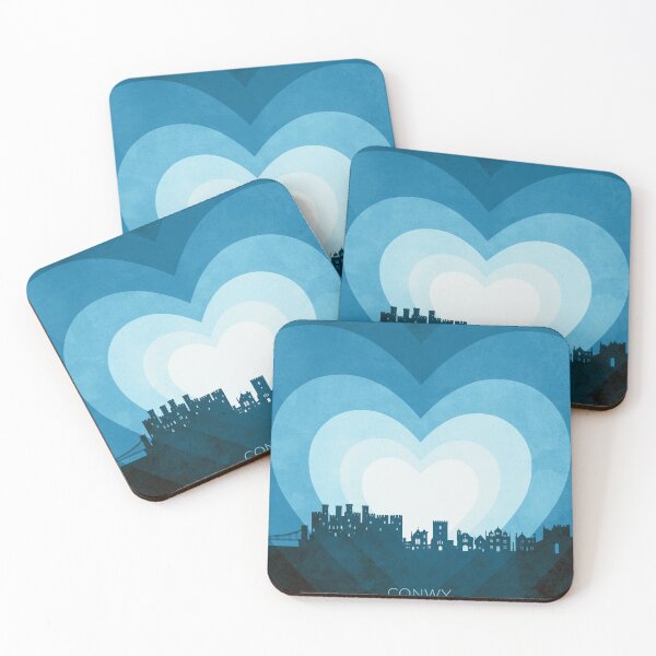Item preview, Conwy Wales Skyline Hearts Blue designed and sold by ArtPrints.