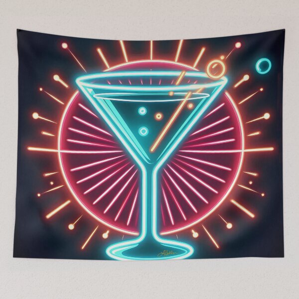 Item preview, Space Age Solar Flare Fireworks Neon Sign Martini designed and sold by Lee Hiller Designs.
