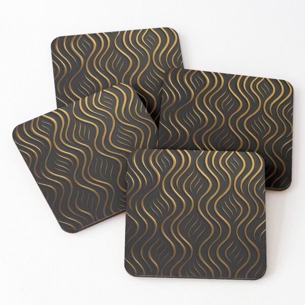 Item preview, Black & Glowing Orange Waves – Luxury Abstract Pattern designed and sold by Bellassi.
