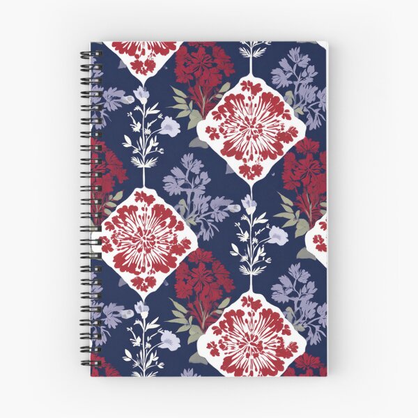 Item preview, Blue red colored floral Tiles  designed and sold by Artania21.