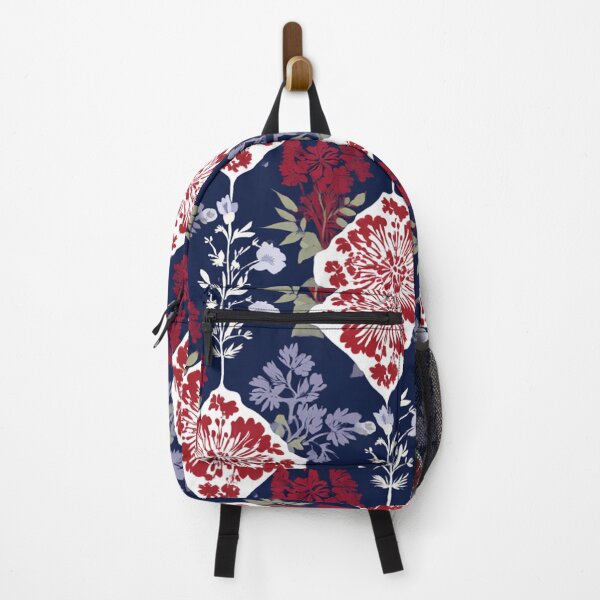 Item preview, Blue red colored floral Tiles designed and sold by Artania21.