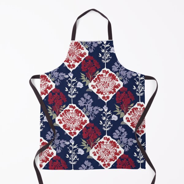 Item preview, Blue red colored floral Tiles  designed and sold by Artania21.