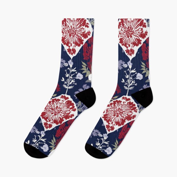 Item preview, Blue red colored floral Tiles  designed and sold by Artania21.