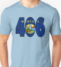 LOVE THAT 406 LIFE - YOUR FAVORITE AREA CODE WITH A HEAVY WOOD OVERLAY DISTRESS Unisex T-Shirt