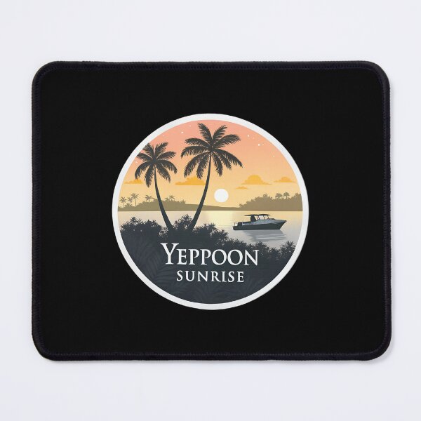 Item preview, Yeppoon Sunrise Silhouette – Palm Trees & Boat Scenic Design designed and sold by VividOrganica.