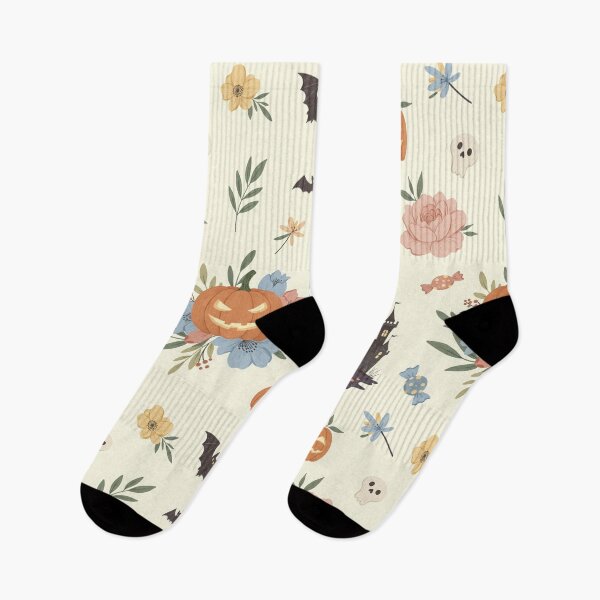 Item preview, Floral Halloween Ghost & Pumpkins – Cute Spooky Pattern 7 designed and sold by Pasteltone.