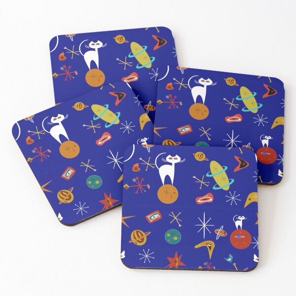 Item preview, MCM Cats, Planets, Stars and More on a Dark Blue Background designed and sold by WandaRichards.