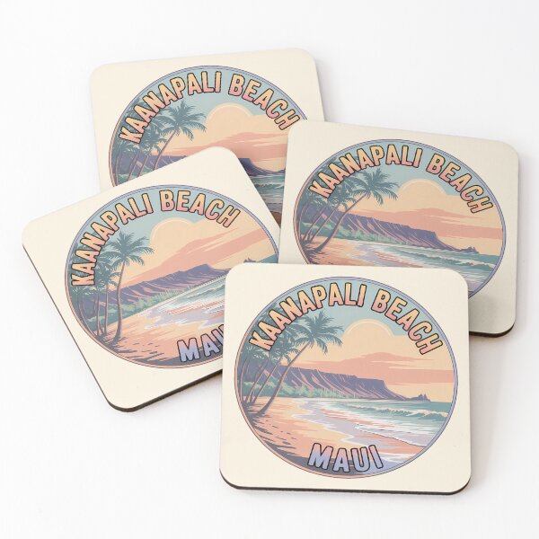 Item preview, Kaanapali Beach Maui Retro Circle Sticker designed and sold by Horizon Tales.