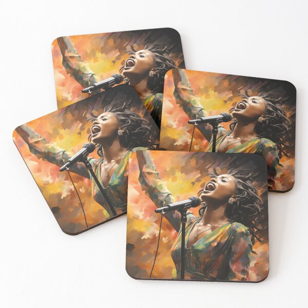 Item preview, Midnight Melody - Black Woman Singing Passionately On Stage - Music Art - Watercolor Art designed and sold by CastleBySea.