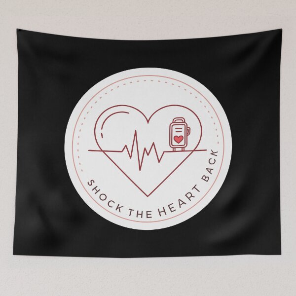 Item preview, Shock the Heart Back – Minimalist ECG Line Art with Defibrillator Icon  designed and sold by VividOrganica.