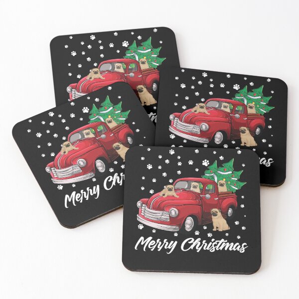 Item preview, Red Truck Merry Christmas Tree Pug Dog Christmas designed and sold by smithrnguurur.