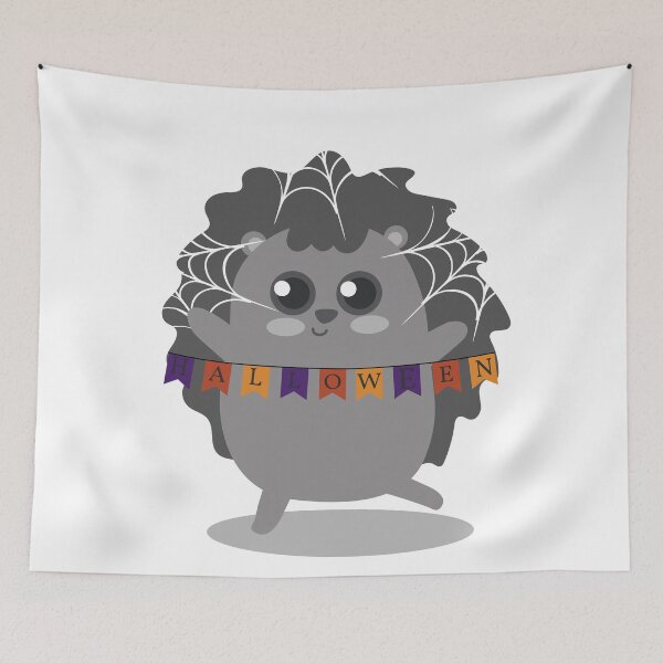 Item preview, Flat Design Halloween Illustration with Hedgehog Wearing Web and Decoration	 designed and sold by AlginaPugachova.