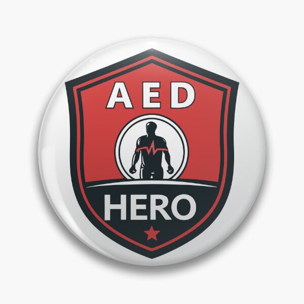 Item preview, AED Hero – Bold Badge Style Defibrillator  designed and sold by VividOrganica.