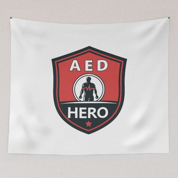 Item preview, AED Hero – Bold Badge Style Defibrillator  designed and sold by VividOrganica.