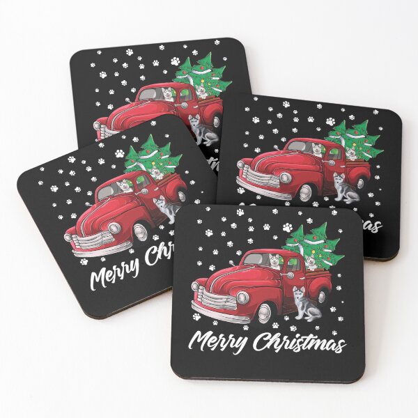 Item preview, Red Truck Merry Christmas Tree Siberian Husky Dog Christmas designed and sold by smithrnguurur.