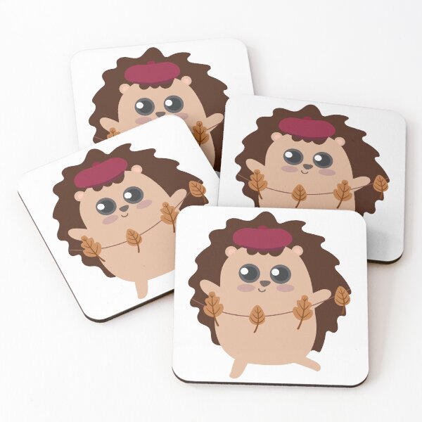Item preview, Flat Design Warming Season Illustration with Hedgehog Wearing leaves Decoration	 designed and sold by AlginaPugachova.