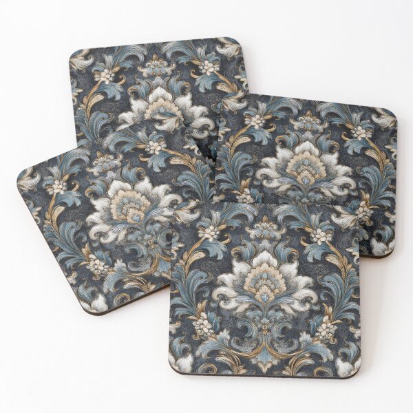 Artikelvorschau, Barockes elegantes florales blaues Goldornamentmuster entworfen und verkauft von GrinGalore.