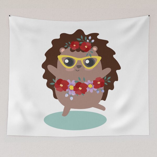 Item preview, Flat Design Love Illustration with Hedgehog Wearing Flowers Decoration	 designed and sold by AlginaPugachova.