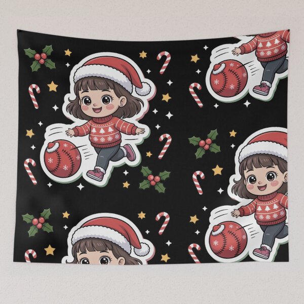Item preview, Cute Kawaii Christmas  - Kickball girl designed and sold by DamioPolArt.