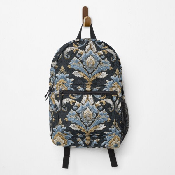 Item preview, Luxury Baroque Elegant Floral Blue Gold Ornamental Pattern designed and sold by GrinGalore.