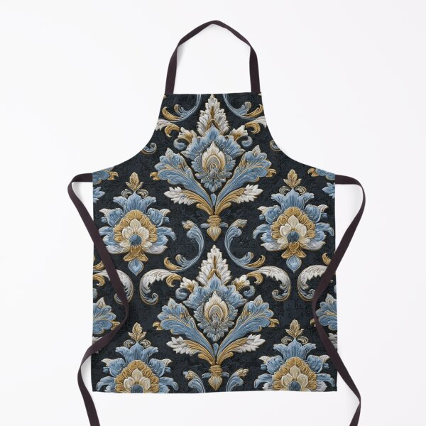 Item preview, Luxury Baroque Elegant Floral Blue Gold Ornamental Pattern designed and sold by GrinGalore.
