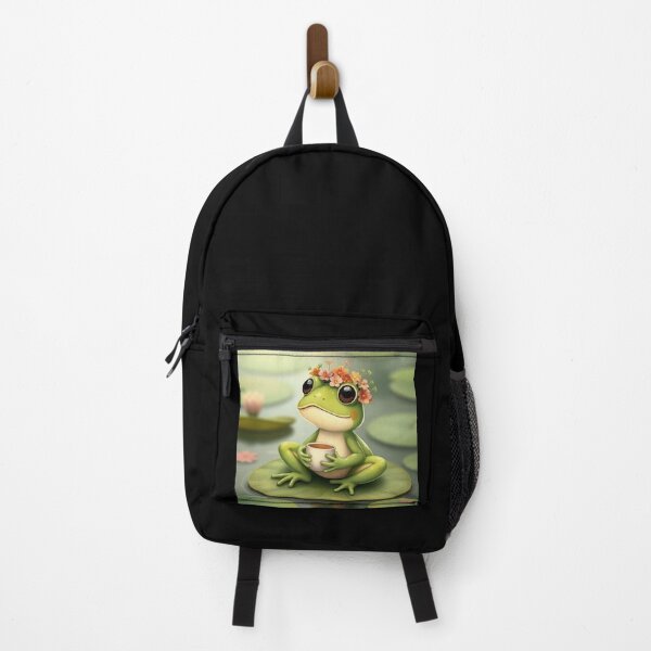 Item preview, Cute Frog on Lily Pad with Wildflower Crown and Teacup – Whimsical Vintage Cottagecore Art designed and sold by Witty Moon.