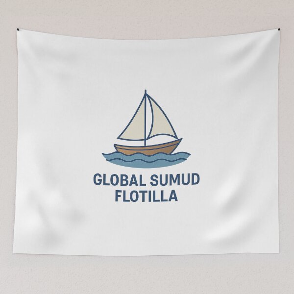 Item preview, Global Sumud Flotilla | Classic Sailing Boat on Waves Illustration designed and sold by ✨ Daily Vibe Studio ✨.