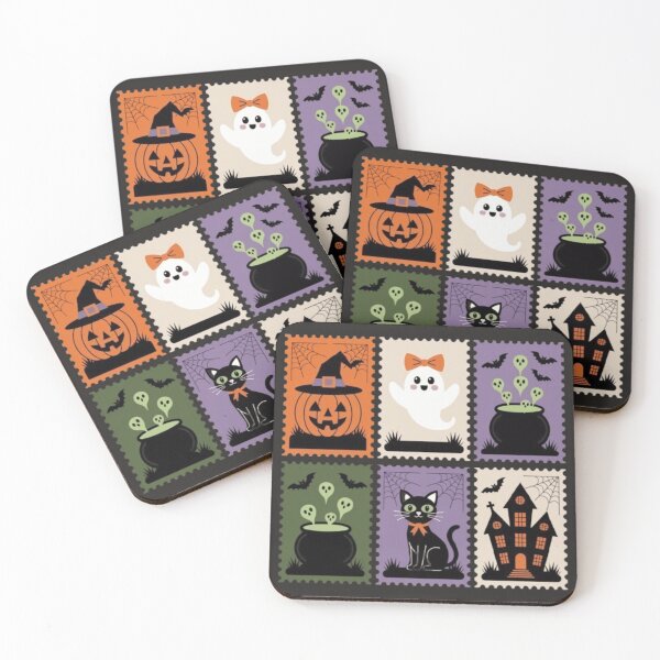 Item preview, Vintage Halloween Postage Stamp Illustration Set designed and sold by Syrupulse.