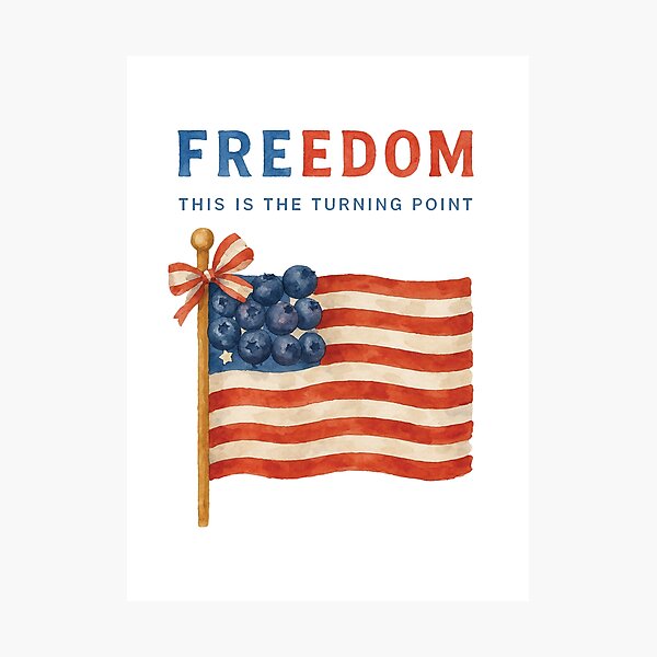 Item preview, Red, White and Blueberries Retro Freedom This Is The Turning Point designed and sold by modoodles357.
