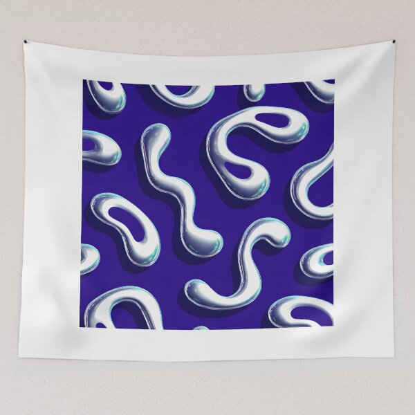 Item preview, Blue Chrome Liquid Pattern Poster | Futuristic Abstract Wall Art | Retrofuturism Y2K Design 1 designed and sold by Velvetcosmonova.