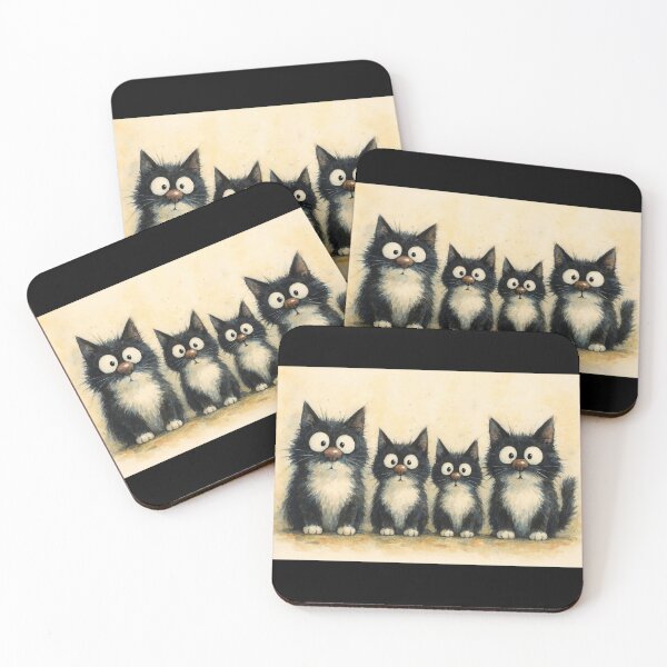 Item preview, Cute Tuxedo Black & White Cat Family ' THe ToMS ' DeSiGNS BY SHiRLeY MacARTHuR designed and sold by Shirley MacArthur Art.