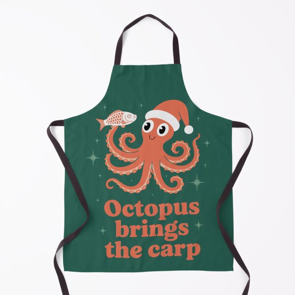 Item preview, Cheerful Red Octopus Holding Fish in Christmas Spirit designed and sold by SplashTastic.