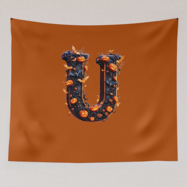 Item preview, Spooky U Halloween Alphabet Monogram, Gothic Letter Art Print for home decor and clothes  designed and sold by TheGaliyaStudio.