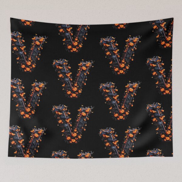Item preview, Gothic Spooky V Halloween Alphabet Monogram, Gothic Letter Art Print for home decor and clothes  designed and sold by TheGaliyaStudio.