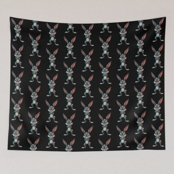 Item preview, Fierce Angry Rabbit Illustration with Glowing Orange Eyes and Dark Intense Atmosphere designed and sold by PixelVibe782.