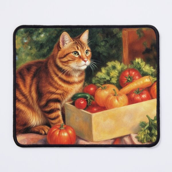 Item preview, Delightful Cat with the Autumn Harvest of Vegetables designed and sold by M-Y-A-R-T-.