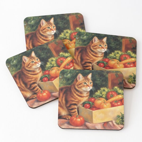 Item preview, Delightful Cat with the Autumn Harvest of Vegetables designed and sold by M-Y-A-R-T-.