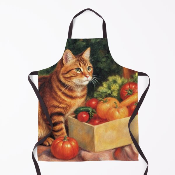 Item preview, Delightful Cat with the Autumn Harvest of Vegetables designed and sold by m-y-A-I-A-R-T-.