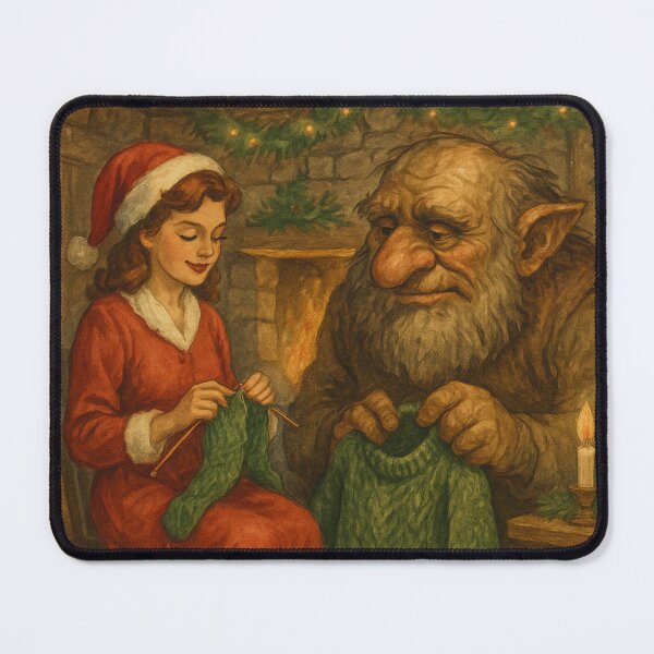 Item preview, Retro Pinup Girl Knitting for Nordic Troll scandinavian christmas designed and sold by Meandmyshop.
