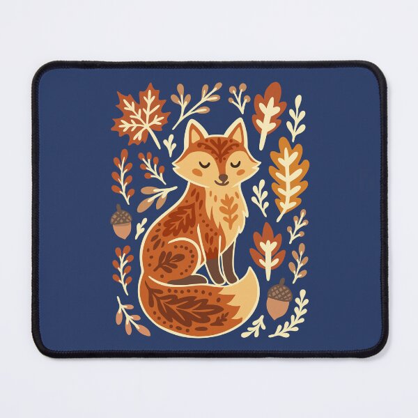 Item preview, Cozy Kawaii Fox with Autumn Leaves designed and sold by HikaryChan.