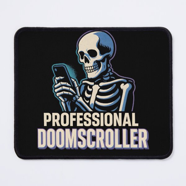 Item preview, Doomscrolling Skeleton – Funny Relatable Internet Meme Design designed and sold by Cat & Coffee Studio.